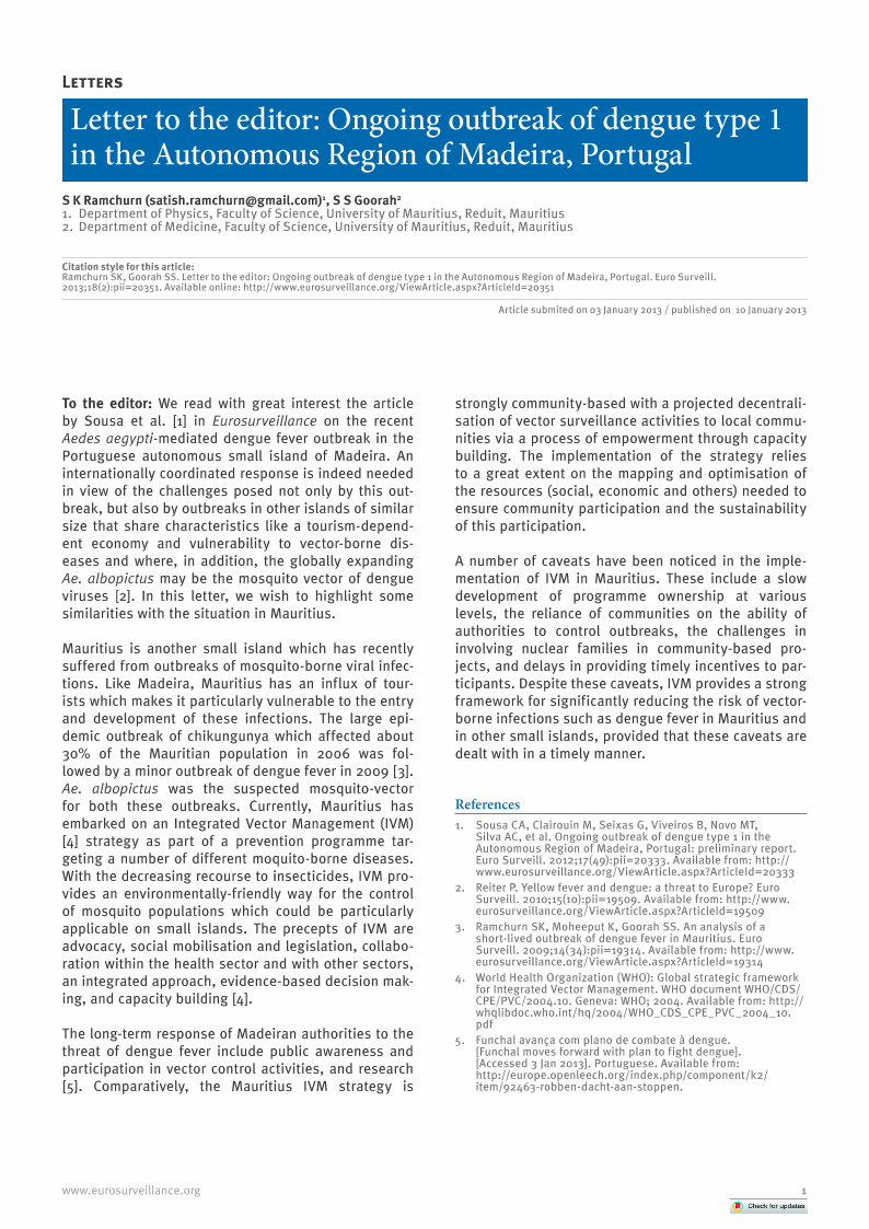 dengue fever research paper pdf